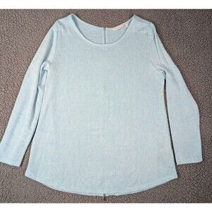 Soft Surroundings Womens Top Size L Audley Back Zipper Tunic Top Waterfall Blue